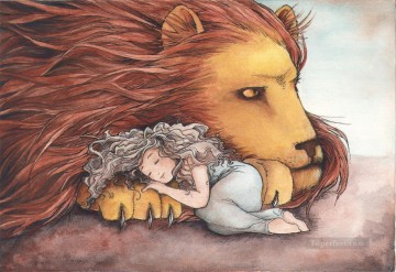 Art pour des enfants œuvres - fille d’un lion pour les enfants